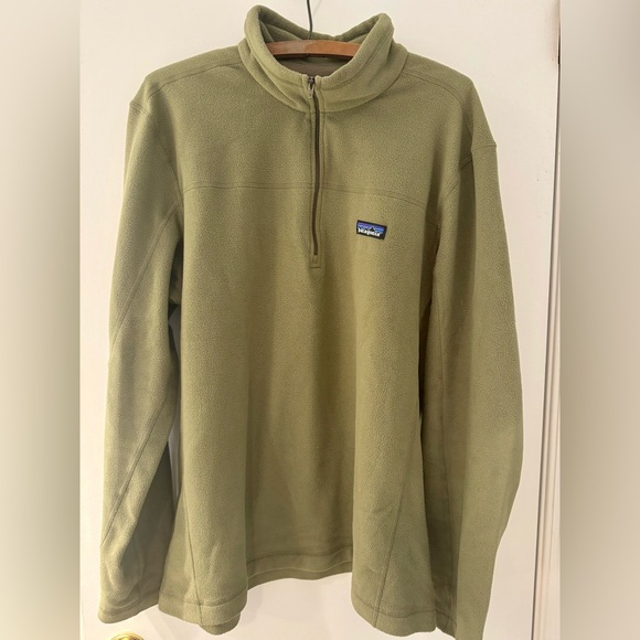 Patagonia Lightweight Fleece 1/4 Zip Pullover Large Olive Green - Picture 1 of 5